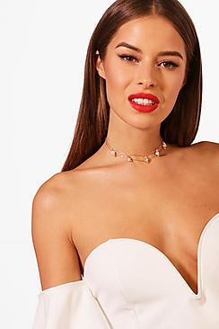 Boohoo Ash Diamante Detail Double Layer Chain Choker