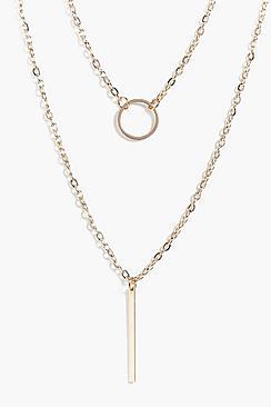 Boohoo Olivia Circle & Bar Skinny Layered Necklace