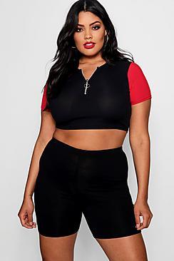 Boohoo Plus Sadie O Ring Rib Crop Top