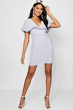 Boohoo Boutique Amanda Ruffle Cape Mini Dress