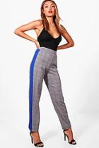 Boohoo Rosie Contrast Stripe And Check Slim Fit Trouser
