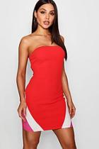 Boohoo Joan Contrast Panel Sports Bandeau Dress