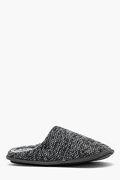 Boohoo Salt And Pepper Fleece Lined Mule Slipper