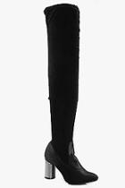 Boohoo Alexis Pewter Cylinder Heel Thigh High Boot