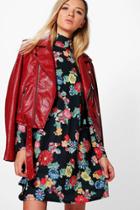 Boohoo Elisha Printed High Neck Swing Dress Multi