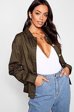 Boohoo Mock Horn Button Front Utility Jacket