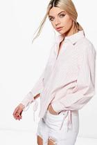 Boohoo Lola Striped Split Sleeve Shirt