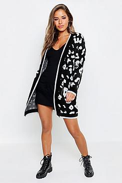 Boohoo Petite Longline Leopard Cardigan