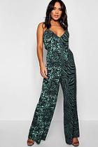 Boohoo Animal Mix Tie Waisted Jumpsuit
