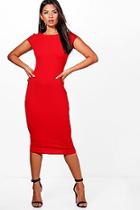 Boohoo Alana Crepe Cap Sleeve Midi Bodycon Dress
