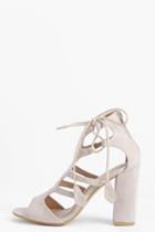 Boohoo Abigail Peeptoe Cut Work Suedette Shoe Nude