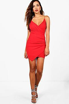 Boohoo Brandy Wrap Detail Bodycon Dress