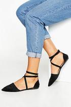 Boohoo Pointed Toe Cross Strap Ballets