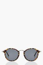 Boohoo Kerry Tortoise Frame Round Sunglasses