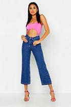 Boohoo Mid Rise Relaxed Fit Rigid Wide Leg Jeans