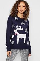Boohoo Christmas Jacquard Jumper With Woven Bow