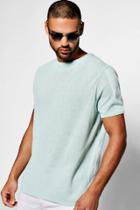 Boohoo Crew Neck Knitted T Shirt With Sleeve Detail Mint