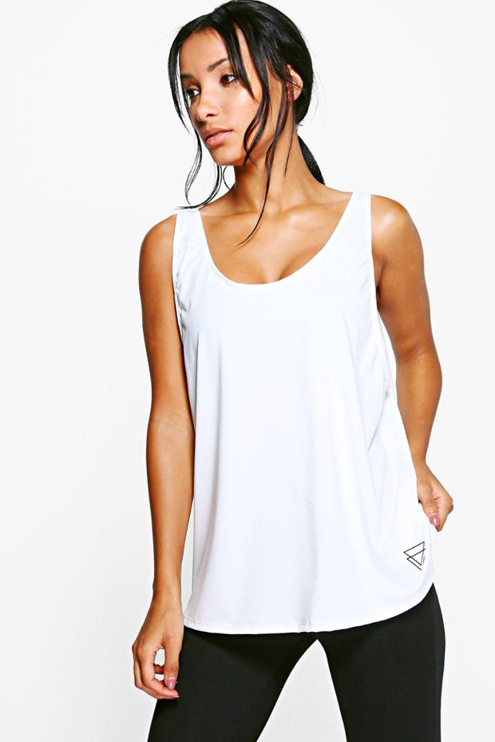 Boohoo Bethany Fit Running Tank Top White