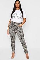 Boohoo Plus Leopard Print Stretch Skinny Jean