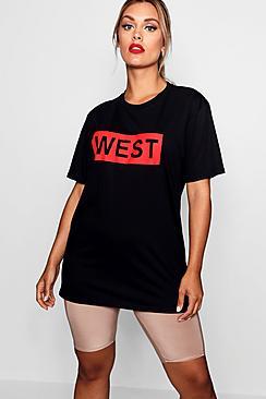 Boohoo Plus Lola West Slogan Oversized Tee