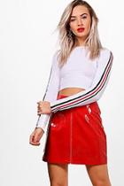 Boohoo Kinga Long Sleeved Sports Rib Trim Crop