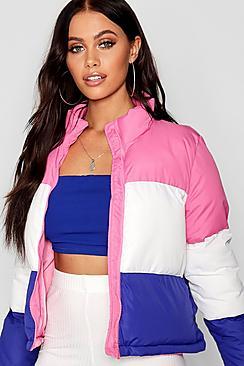 Boohoo Panelled Colour Block Padded Jacket