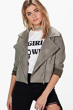 Boohoo Maria Suedette Biker Jacket