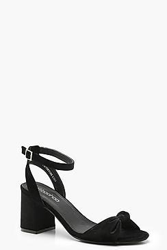 Boohoo Knot Front Velvet Block Heels