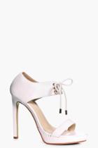 Boohoo Lauren Lace Up Cuff Platform Heels White