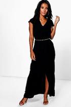 Boohoo Wrap Front Split Maxi Dress