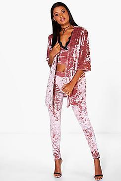 Boohoo Sofie Velvet Collarless Duster