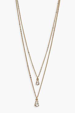 Boohoo Simple Diamante Layered Necklace
