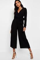 Boohoo Wrap Over Woven Jumpsuit