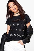 Boohoo Scarlett City Slogan Foil T-shirt