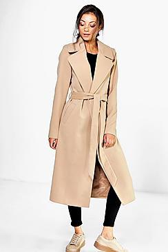 Boohoo Tall Olivia Oversized Collar Belted Robe Coat