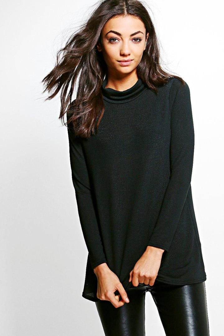 Boohoo Tall Lucie Roll Neck Jumper Black