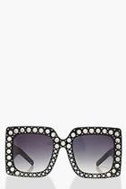 Boohoo Extreme Oversized Diamante Sunglasses