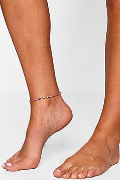 Boohoo Ella Rainbow Diamante Anklet