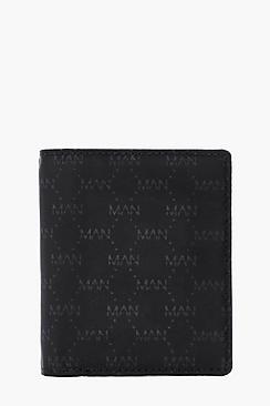 Boohoo Mono Man Print Repeat Nylon Bi Fold Wallet