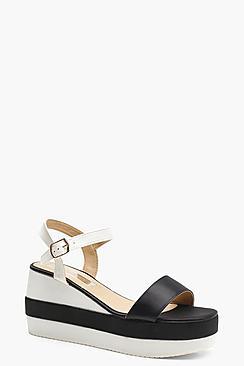 Boohoo Grace Monochrome Stripe Wedges