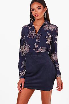 Boohoo Freya Blossom Print Shirt