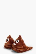 Boohoo Poop Emoji Soft Slippers Brown