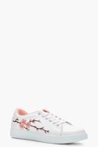 Boohoo Sophie Floral Embroidered Trainer Pink