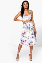 Boohoo Sally Floral Print Top And Midi Skirt Co-ord Multi