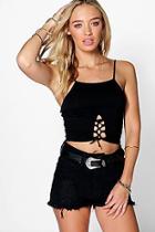 Boohoo Grace Lace Up Front Crop Top