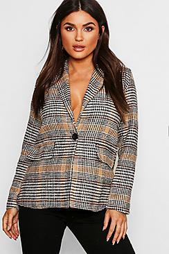 Boohoo Check Wool Look Blazer Coat