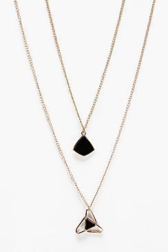 Boohoo Geo Charm Layer Necklace
