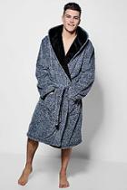 Boohoo Hooded Fleece Robe In Marl