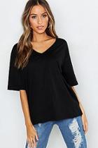 Boohoo Petite Oversized V-neck T-shirt