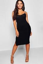 Boohoo Petite Strappy Ribbed Bodycon Midi Dress